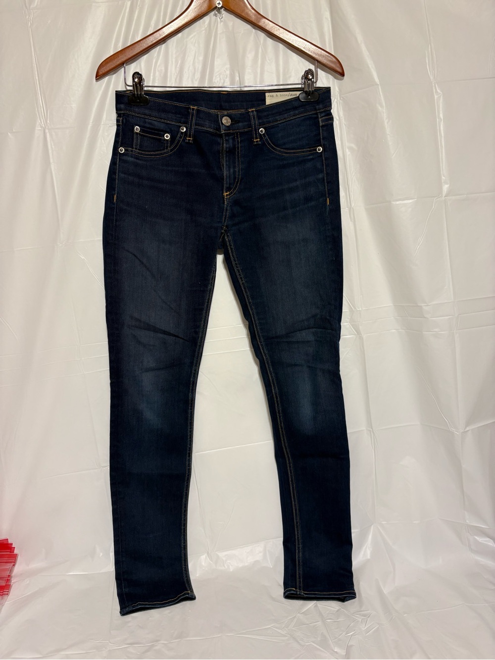 rag & bone Dark Indigo Skinny Jeans with Subtle Fade